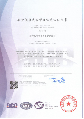 職業(yè)健康安全管理體系認(rèn)證證書(shū)